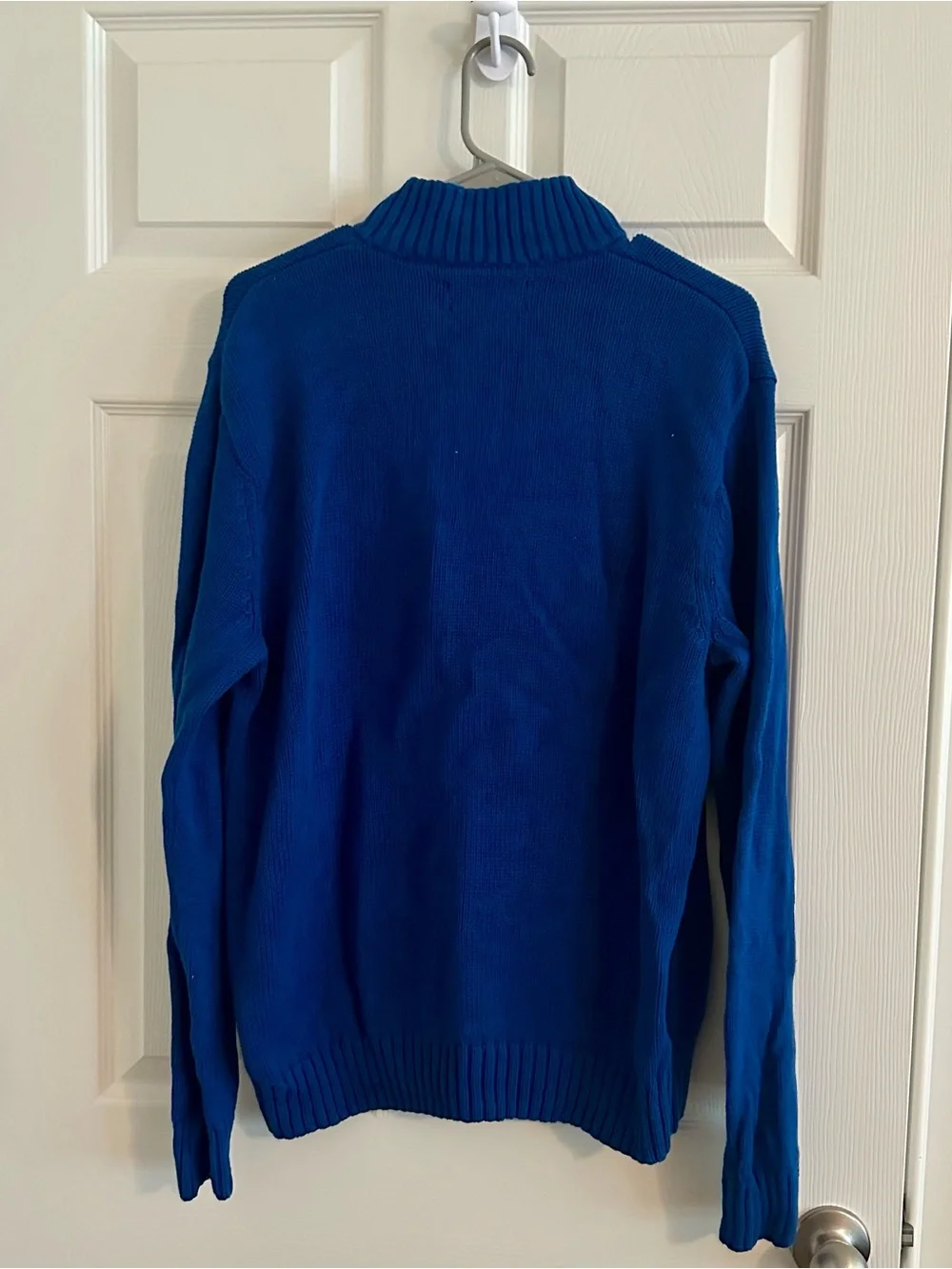 Chaps Men's 1/4 Zip Pullover Sweater Royal Blue Ribbed Knit Size M